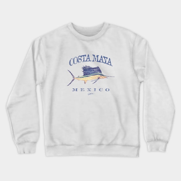 Costa Maya, Mexico, Vintage Sailfish Crewneck Sweatshirt by jcombs